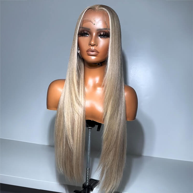 Limited Design Ash Blonde Straight|Wave Glueless13X4 Lace Front Human Hair Wig