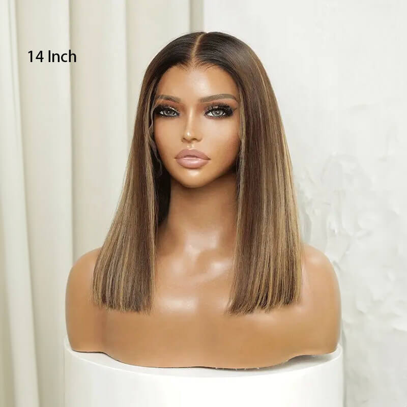 Luve Blonde Brown Bob 13X6 HD Lace Front Wigs Pre Plucked Ready To Go Glueless Wig