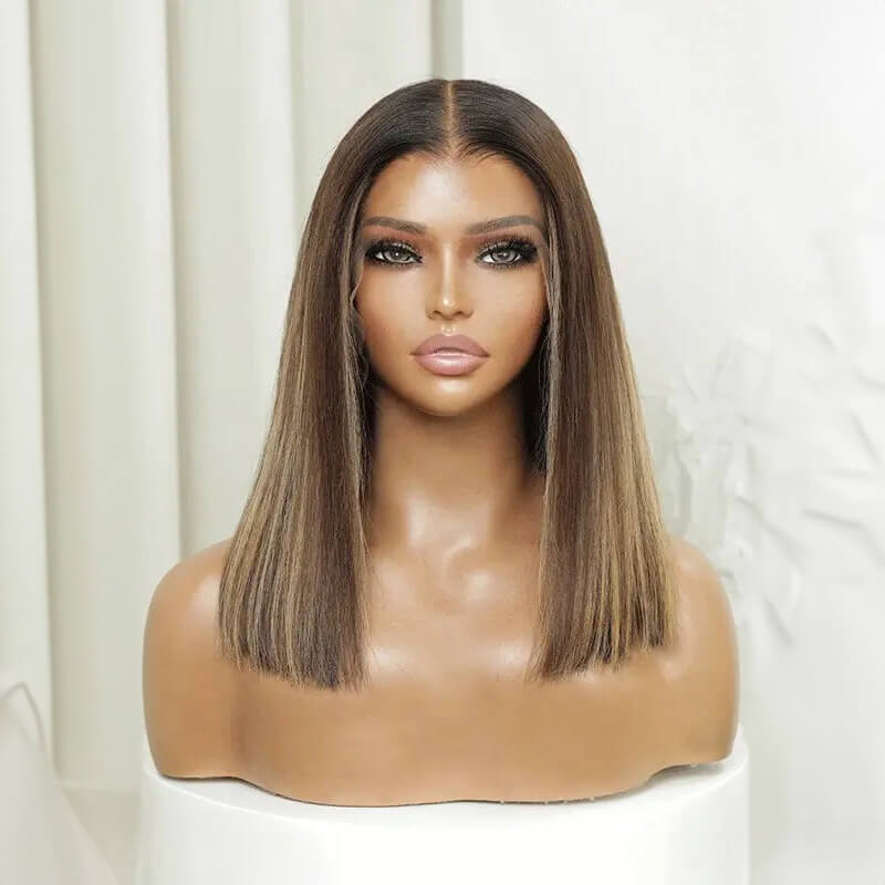 Luve Blonde Brown Bob 13X6 HD Lace Front Wigs Pre Plucked Ready To Go Glueless Wig