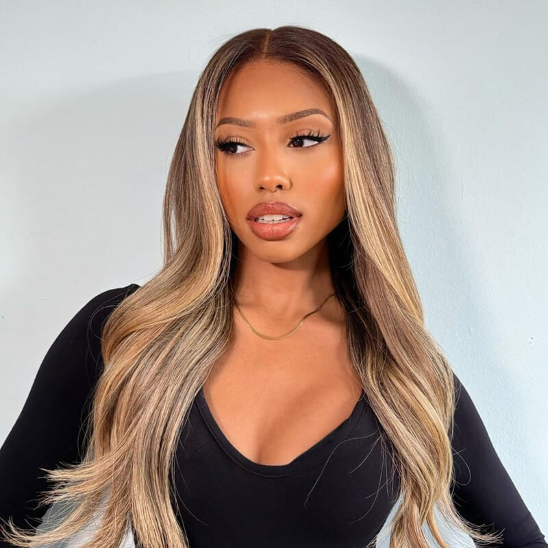 Luve Blonde Wave Wig With Dark Roots 13X4 HD Lace Front Glueless Wig 180% Density