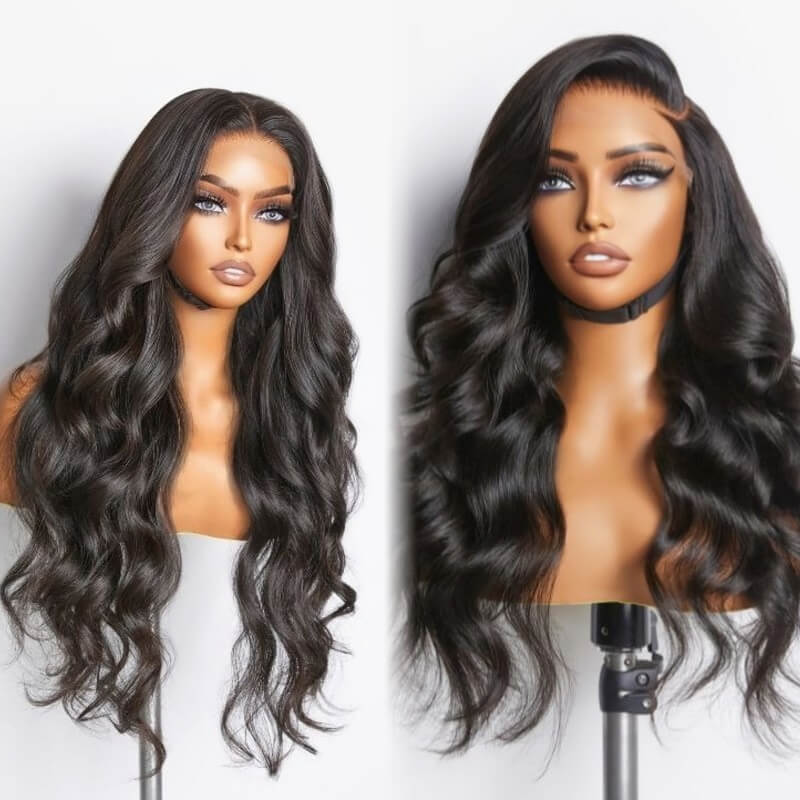 Luve Breathable Cap180% Density Natural Black Loose Body Wave 5x5 Closure HD Lace Glueless Wig
