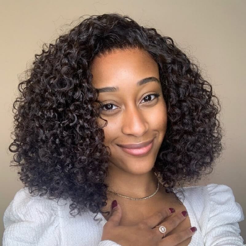 Luve Breathable Cap Afro Curly Glueless 5x5 Closure Lace Wig Beginner Friendly
