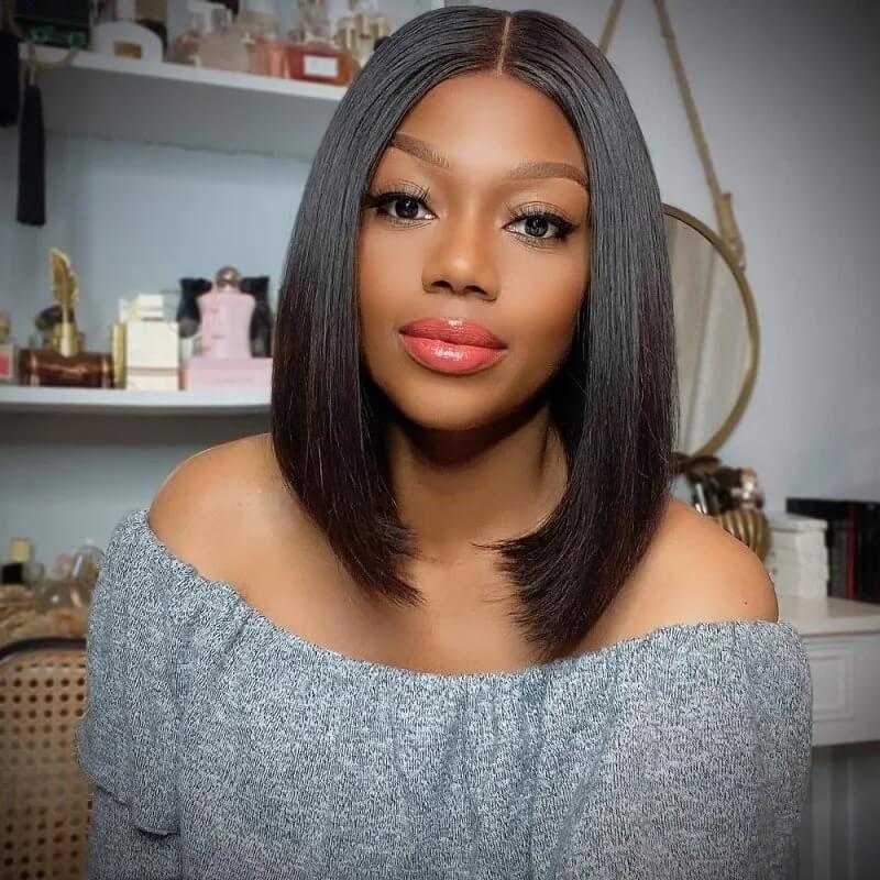 Luve Breathable Cap Glueless 5X5 Closure Undetectable HD Lace Bob Wig 100% Human Hair