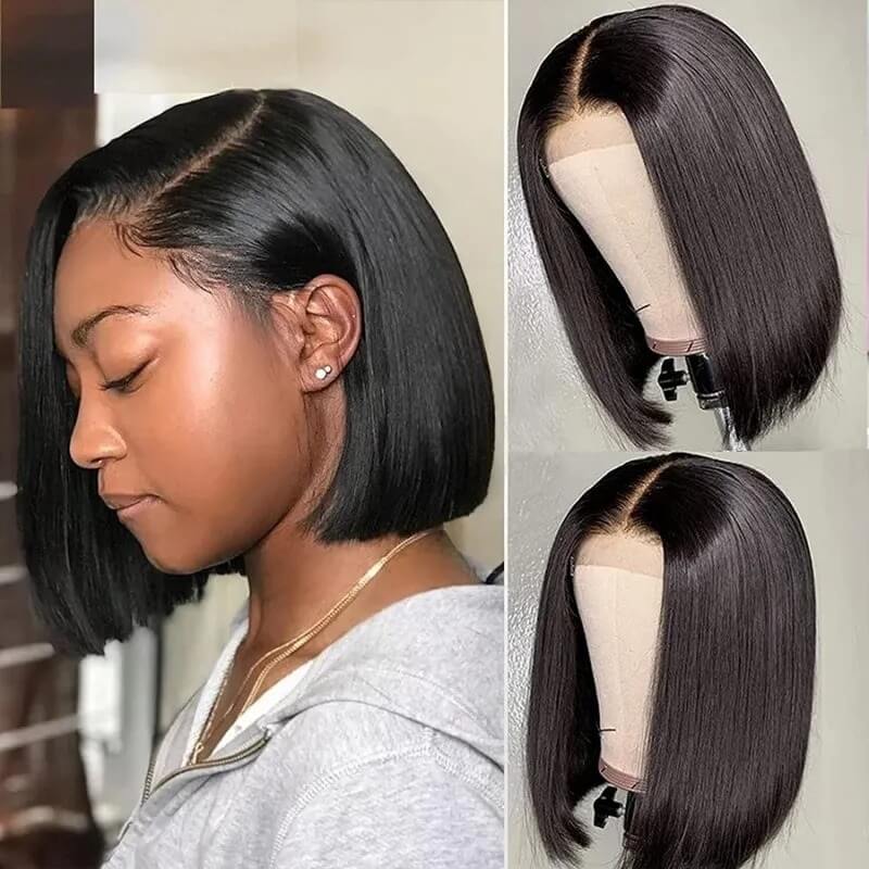 Luve Breathable Cap Glueless 5X5 Closure Undetectable HD Lace Bob Wig 100% Human Hair