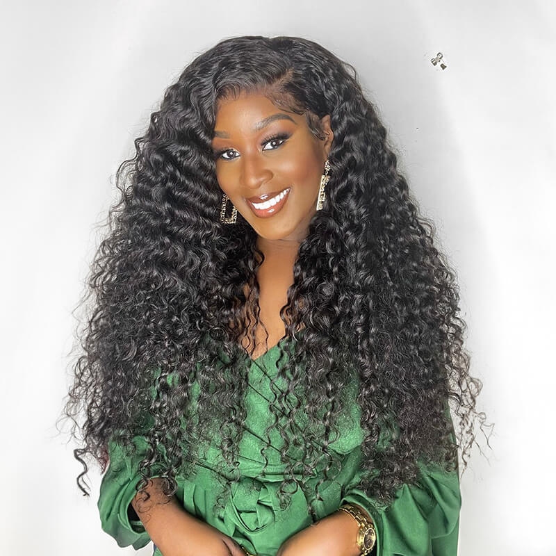 Luve Breathable Cap Water Wave Glueless 5X5 Closure HD Lace 180% Density Human Hair Wig