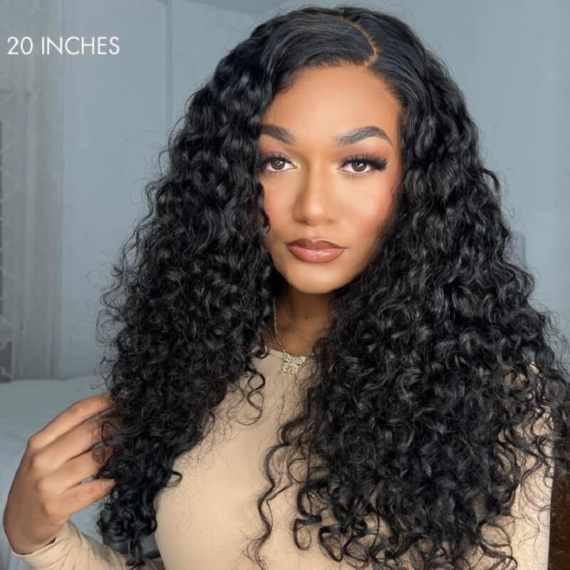Luve Breathable Cap Water Wave Glueless 5X5 Closure HD Lace 180% Density Human Hair Wig