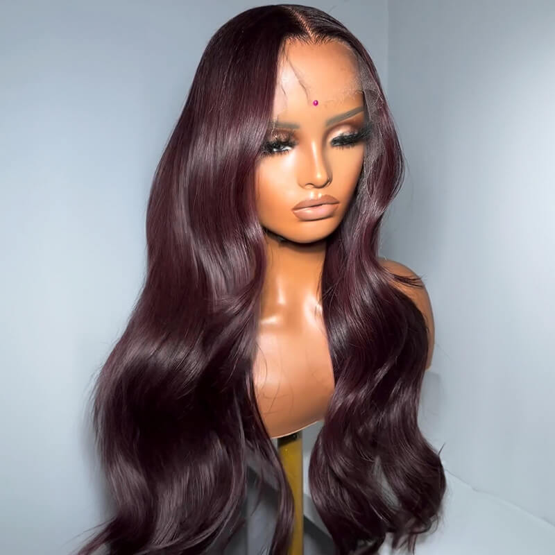 Luve Elegant Burgundy Body Wave  HD Lace Glueless Front Wigs 100% Human Hair