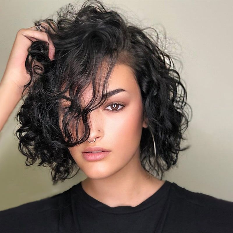 Luve Glueless #1 Black Color Short Wave Bob Wig 5X5 Closure Lace Wig
