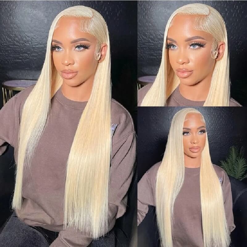 613 Blonde Straight Lace Front Wig 13X4 Parting-Max Transparent HD Lace Human Hair Wig