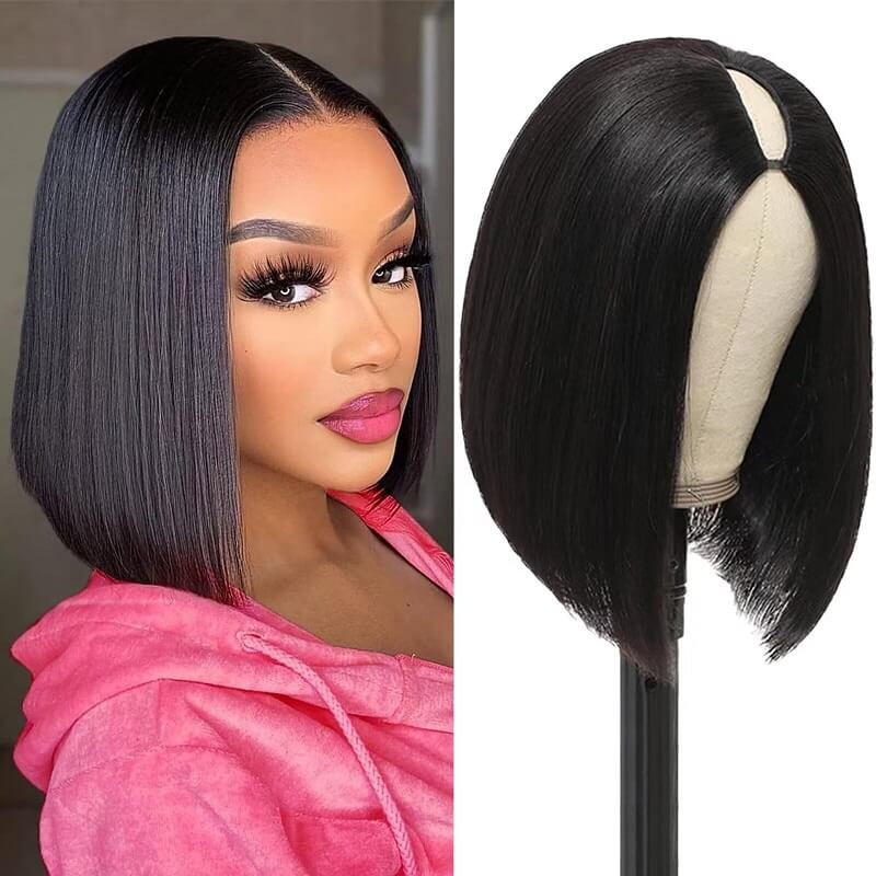 Luve Human Hair Bob V Part Wig Straight Natural Hairline Beginner Friendly
