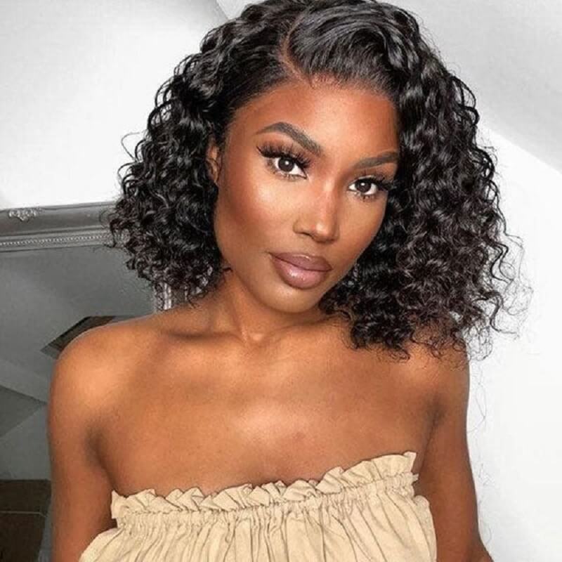 Luve Short Water Wave Glueless Lace Wig C Part Summer Short Wigs