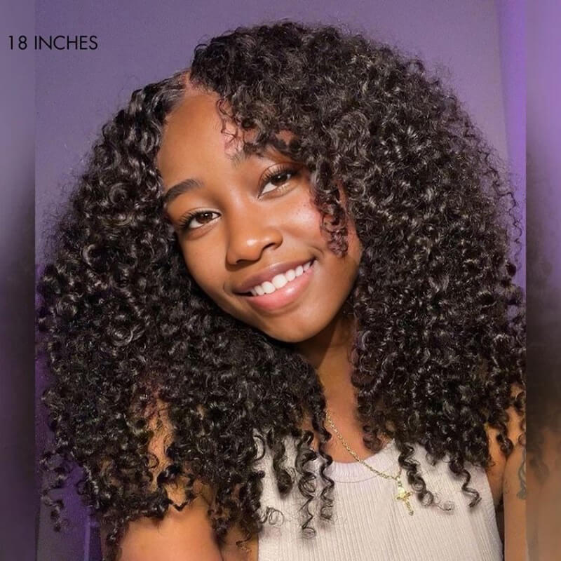 Luve Kinky Curly Full Hair Glueless 5x5 Closure Lace Long Curly Wig Ready to Go