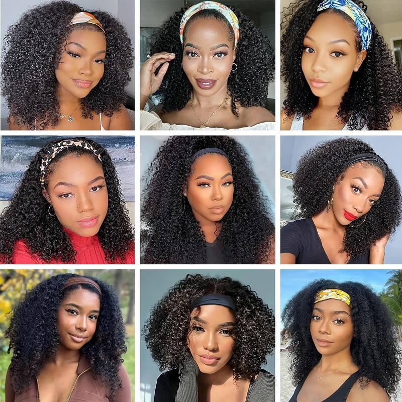 Luve Kinky Straight Kinky Curly Headband Wig Virgin Human Hair