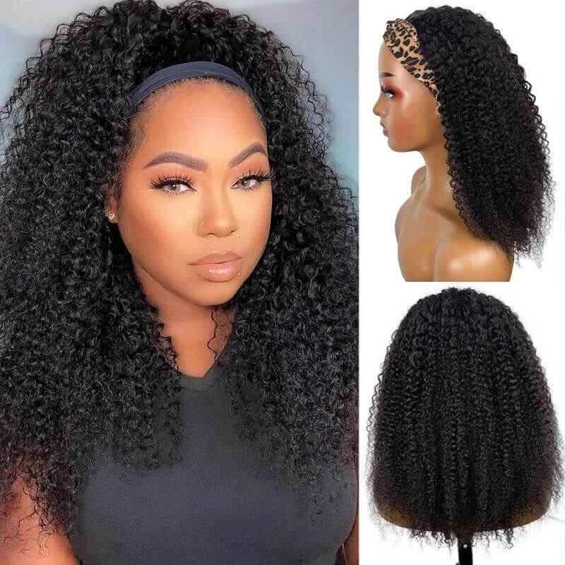 Luve Kinky Straight Kinky Curly Headband Wig Virgin Human Hair