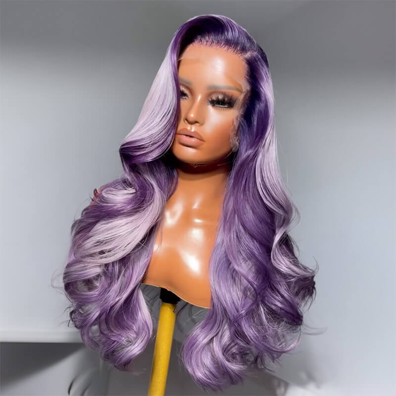 Limited Design Ombre Purper Colorful Wave|Straight Hair 13X4 Lace Front Glueless Wig