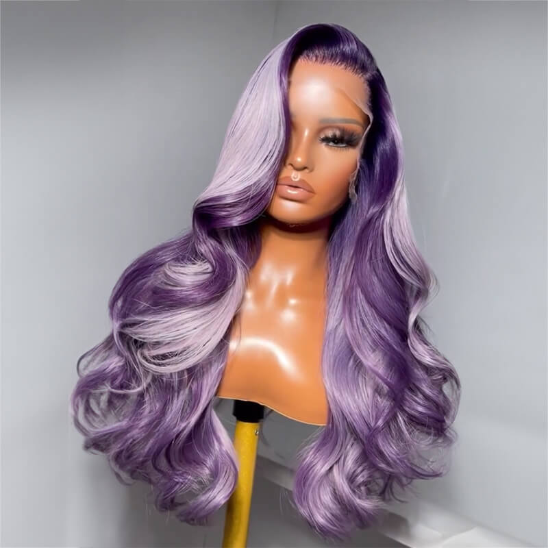 Limited Design Ombre Purper Colorful Wave|Straight Hair 13X4 Lace Front Glueless Wig