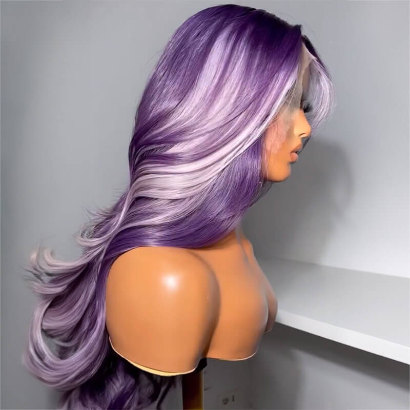 Limited Design Ombre Purper Colorful Wave|Straight Hair 13X4 Lace Front Glueless Wig