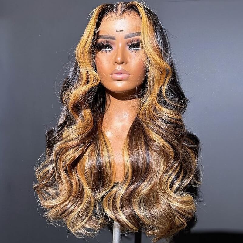 Limited Design Brown Highlight Wave 13X4 | 5X5 HD Lace Front Wig Balayage Wig
