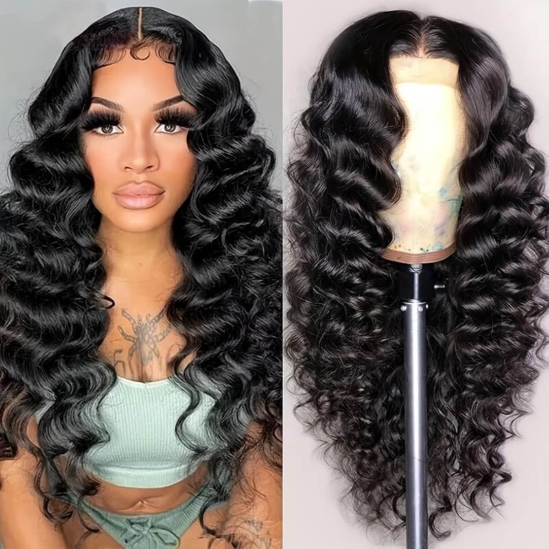 Luve Loose Deep Wave 13X4 HD Lace Front Wig 180% Density Glueless 100% Human hair