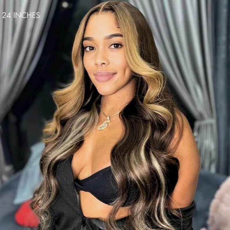 Luve Loose Wave Blonde Highlights 5x5 HD Lace Closure Wig Human Hair