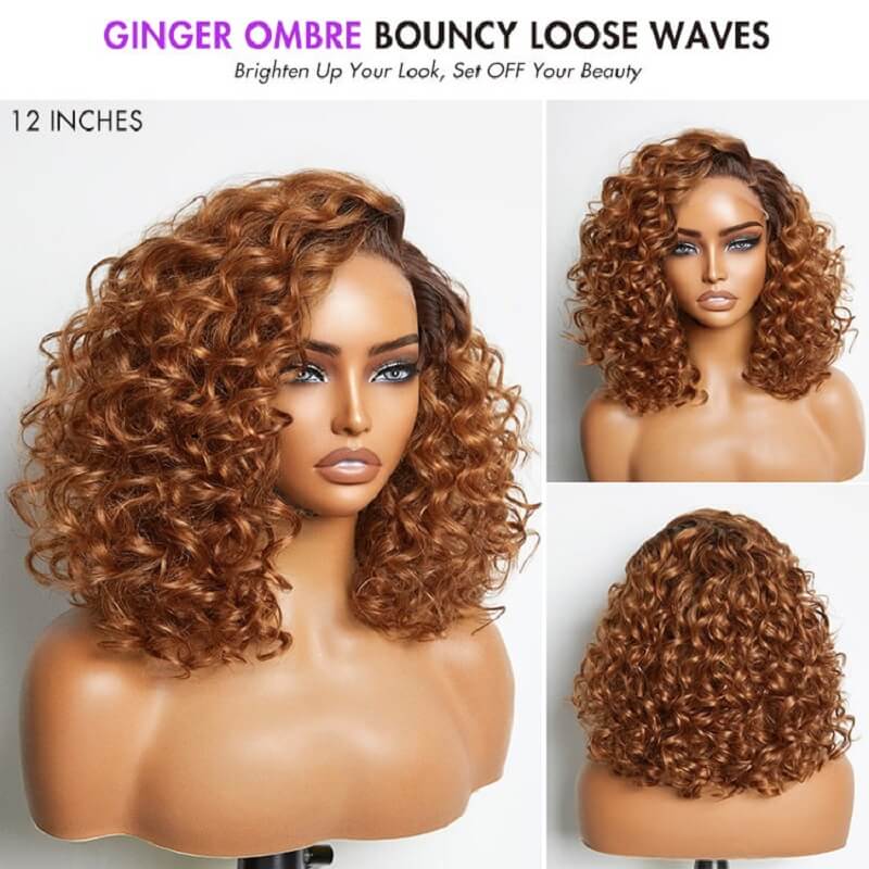 Luve Mature Boss Style Natural Black | Ginger Ombre Loose Wave Glueless 5X5 Lace Human Hair Wig 