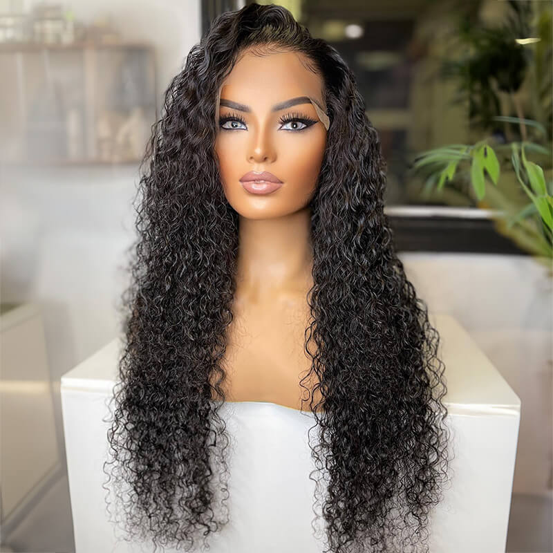 Luve Natural Black Curly Hair Wigs Glueless 5X5 Closure Lace Frontal Wig