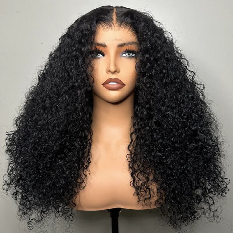 LUVE Natural Black Curly Wig Glueless 6X6 HD Lace Closure Human Hair Wig