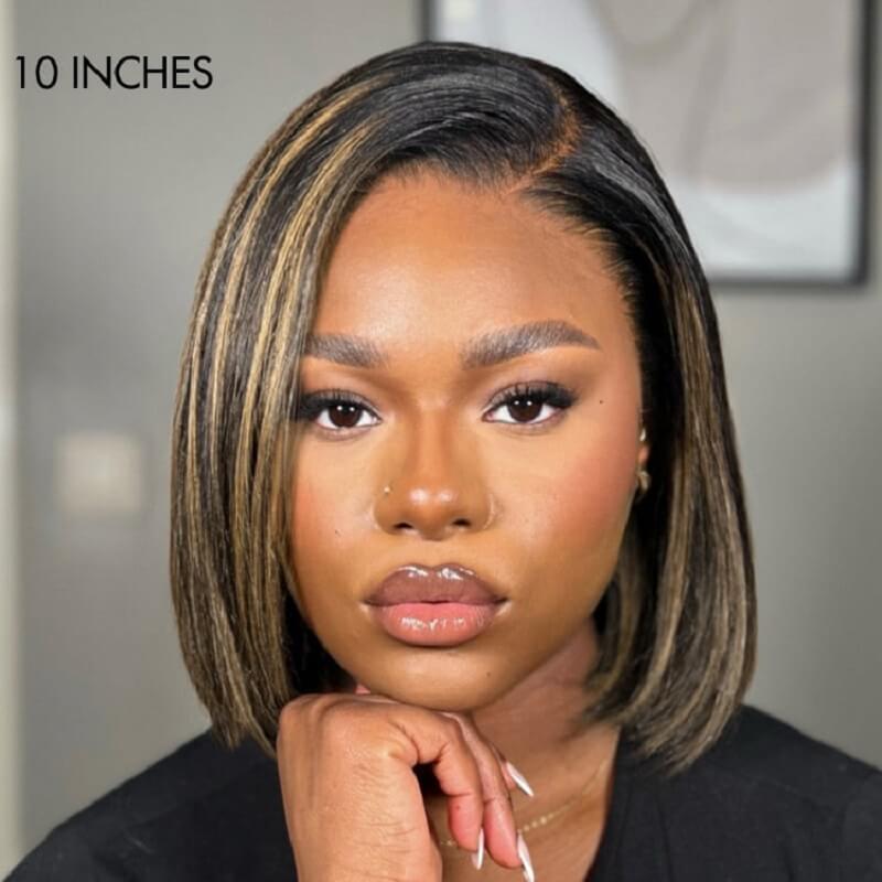 Luve Ombre Blonde Highlight Silky Straight Glueless Lace Bob Wig Beginner Friendly