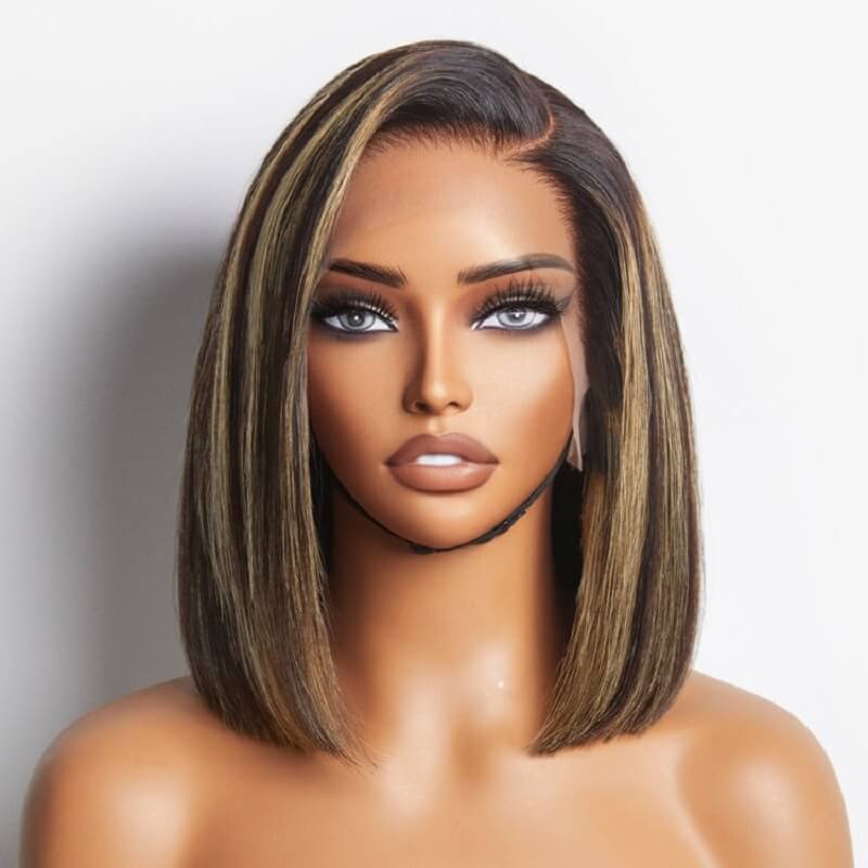 Luve Ombre Blonde Highlight Silky Straight Glueless Lace Bob Wig Beginner Friendly