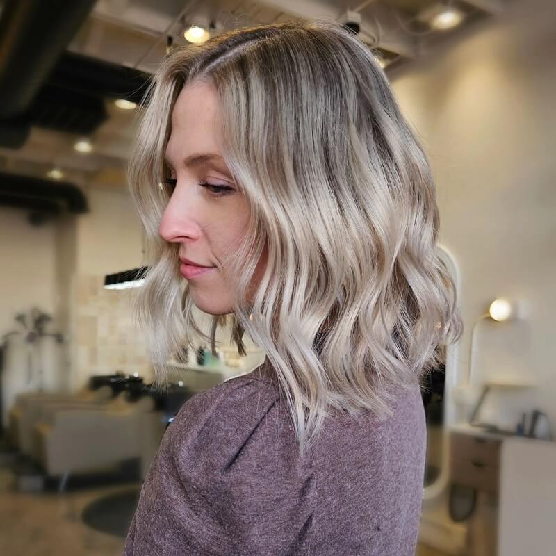 Luve Platinum Ash Blonde Wave Bob Glueless Wigs 13x4 Lace Front Mid Part Wig 