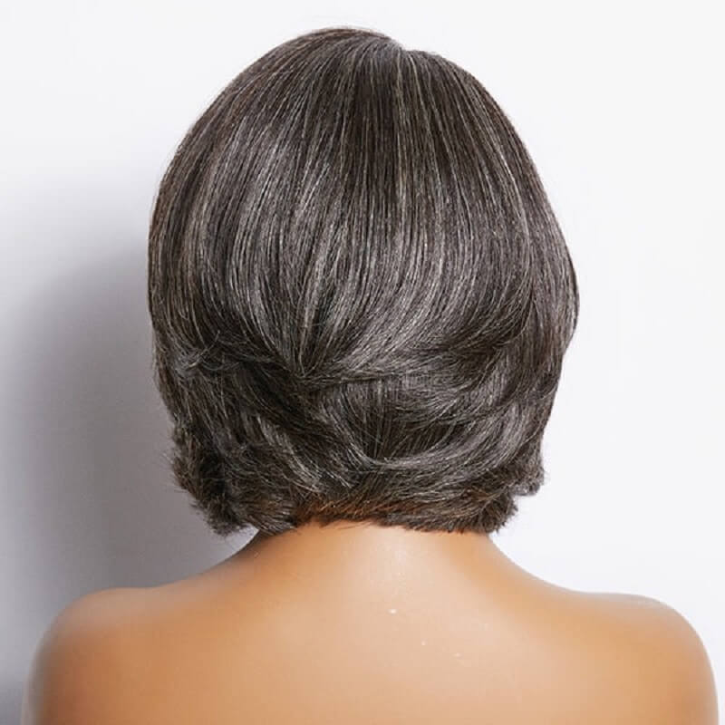 Luve Salt & Pepper Bob Style 5X5 Lace Closure Glueless Human Hair Wigs