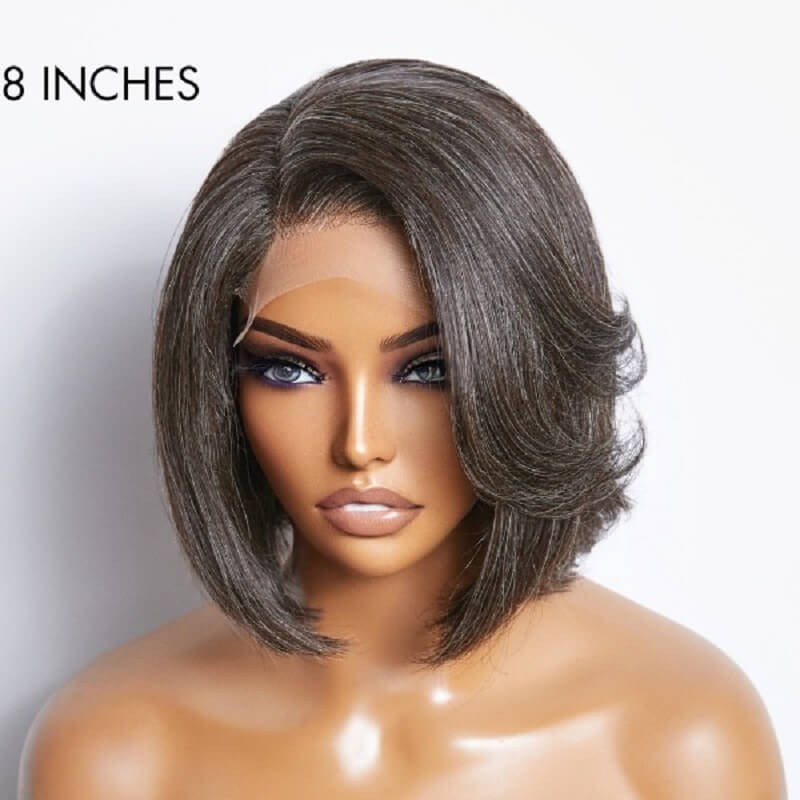 Luve Salt & Pepper Bob Style 5X5 Lace Closure Glueless Human Hair Wigs