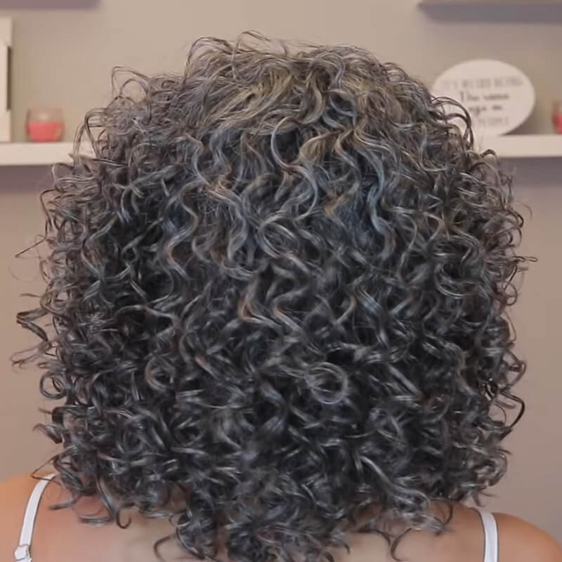 Luve Salt & Pepper Curly Beginner Friendly Glueless Front Lace Wig 100% Human Hair