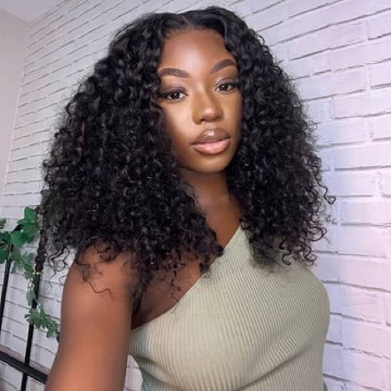 Luve Short Kinky Curly Bob Wigs 4X4 Lace Closure Wigs Pre Plucked With Baby Hair