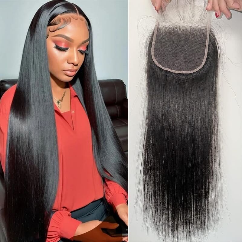 Luve Straight Virgin Hair Lace Closure 4X4 100% Human Hair