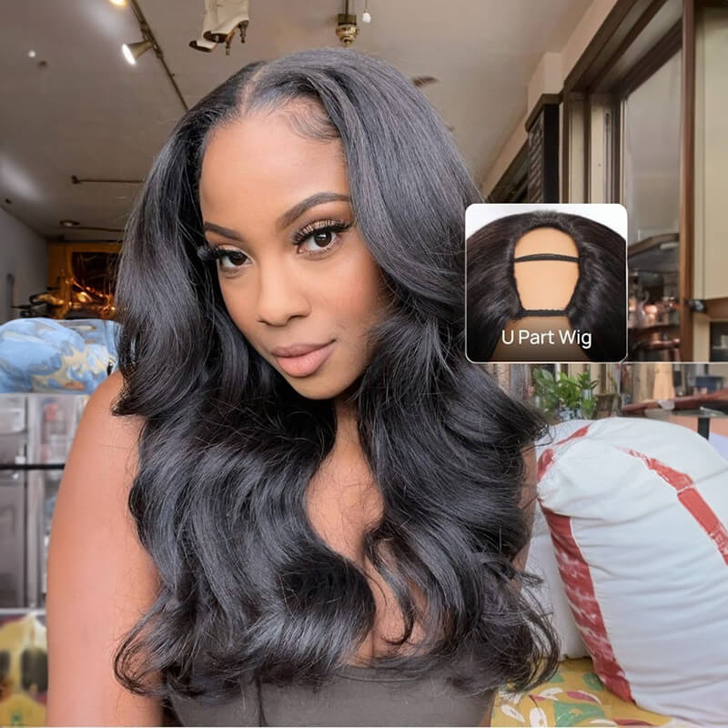 Luve U Part Wig Quick & Easy Affordable Wig Natural Black U Part Wig