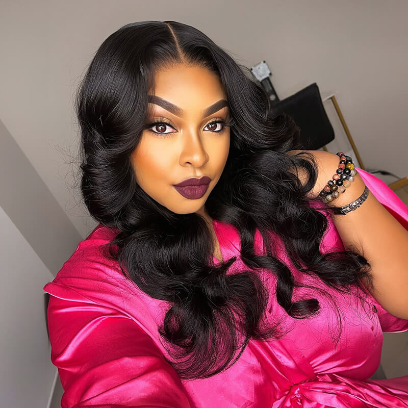 Luve HD Lace Body Wave Glueless Natural Black 13x4 Frontal Lace Wig 