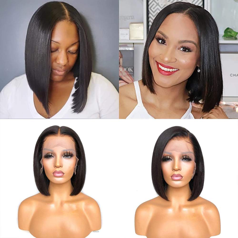 LUVE Human Hair 10 Inch Bob Wig Pre-bleached Lace Frontal Bob Wigs