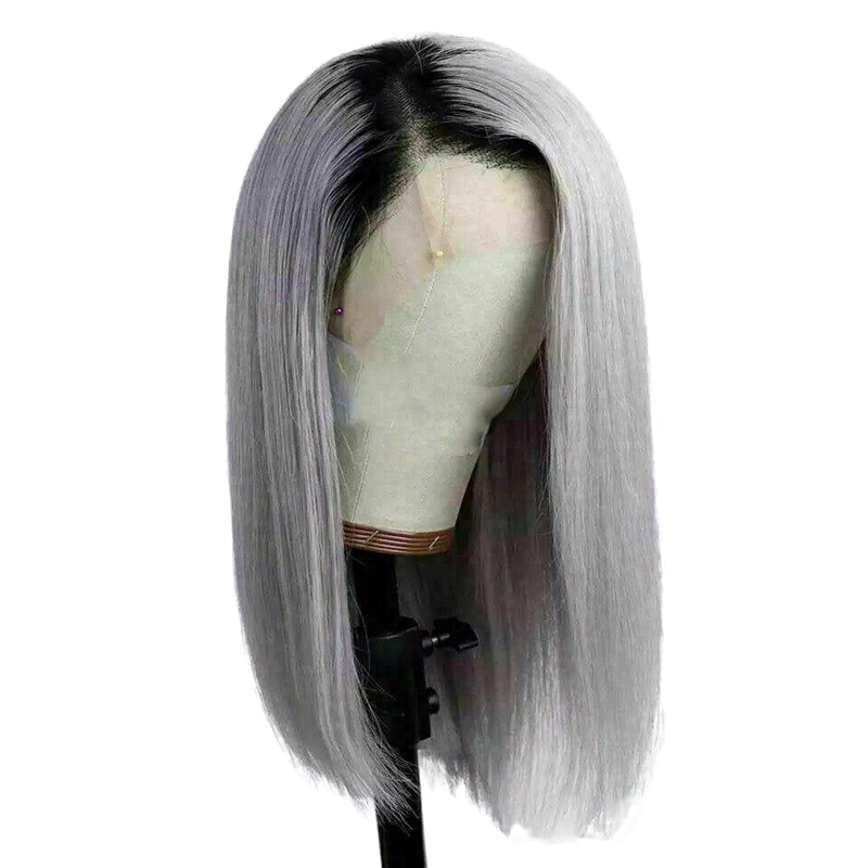Luxury Silver Grey Bob Wig 100% Human Hair 13x4 Glueless Lace Wigs