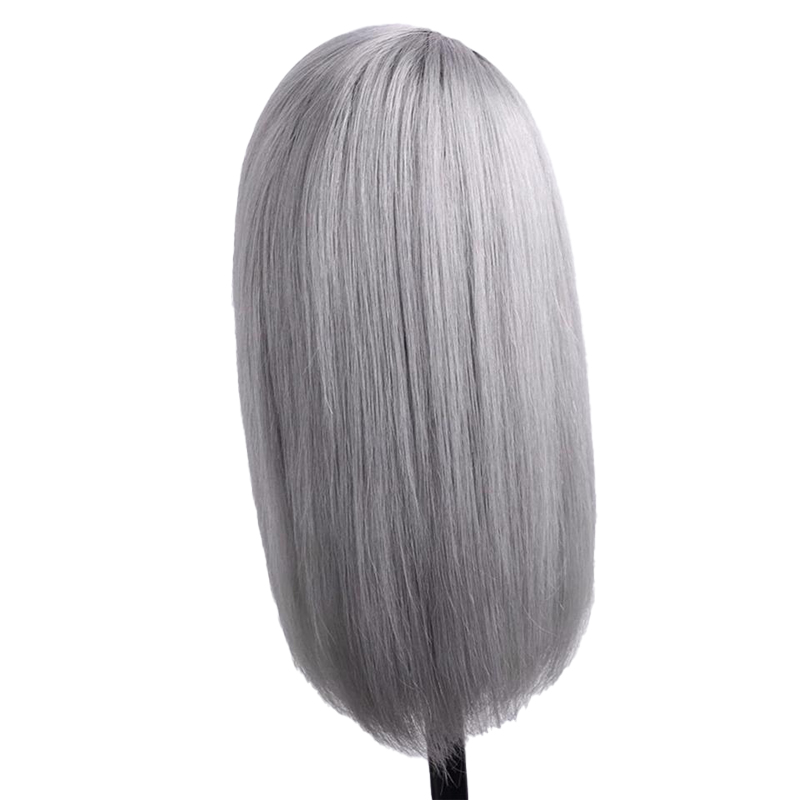 Luxury Silver Grey Bob Wig 100% Human Hair 13x4 Glueless Lace Wigs