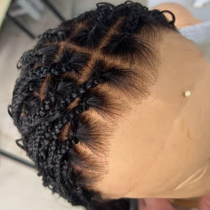 Knotless Long Boho Box Braided Wig Real Skinlike HD Full Lace Wig with Invisi Drawstring