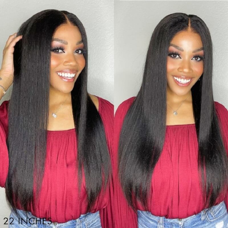 Natural Hairline Relaxed Light Yaki Straight 360 Lace Wig Pre-Plucked Hairline