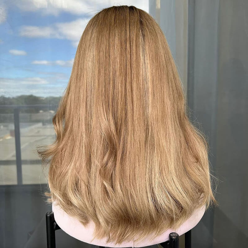 Natural Wavy Ash Brown Blonde Highlight Glueless 13x4 Parting Max Lace Wig