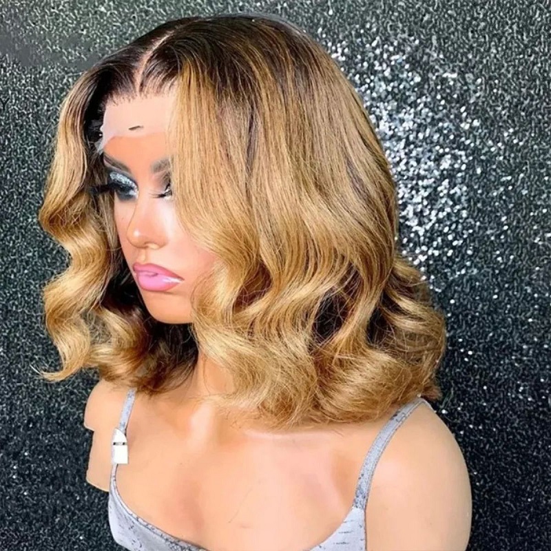 Luve Honey Blonde Ombre 1B/27 Loose Deep Wave Short Bob 13x4 Lace Wigs