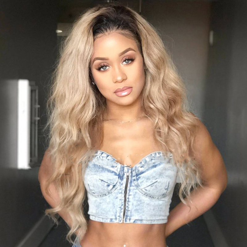 Ombre #1B/27 Honey Blonde 360 Lace Front Wig Human Hair Body Wave