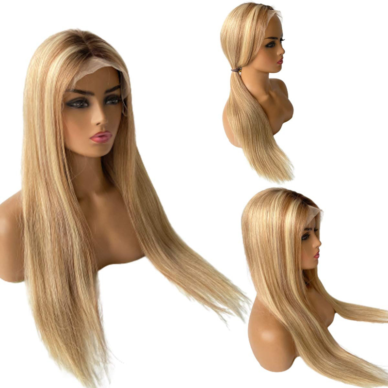Ombre Blonde 5X5 Closure Wig Human Hair Pre Plucked Honey Blonde Lace Wigs