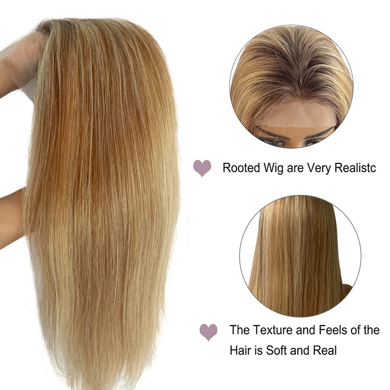 Ombre Blonde 5X5 Closure Wig Human Hair Pre Plucked Honey Blonde Lace Wigs