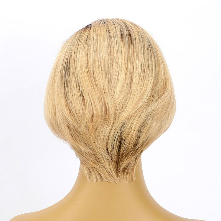 Ombre Blonde Short Pixie Cut Bob Wig Human Hair Lace Front Wig