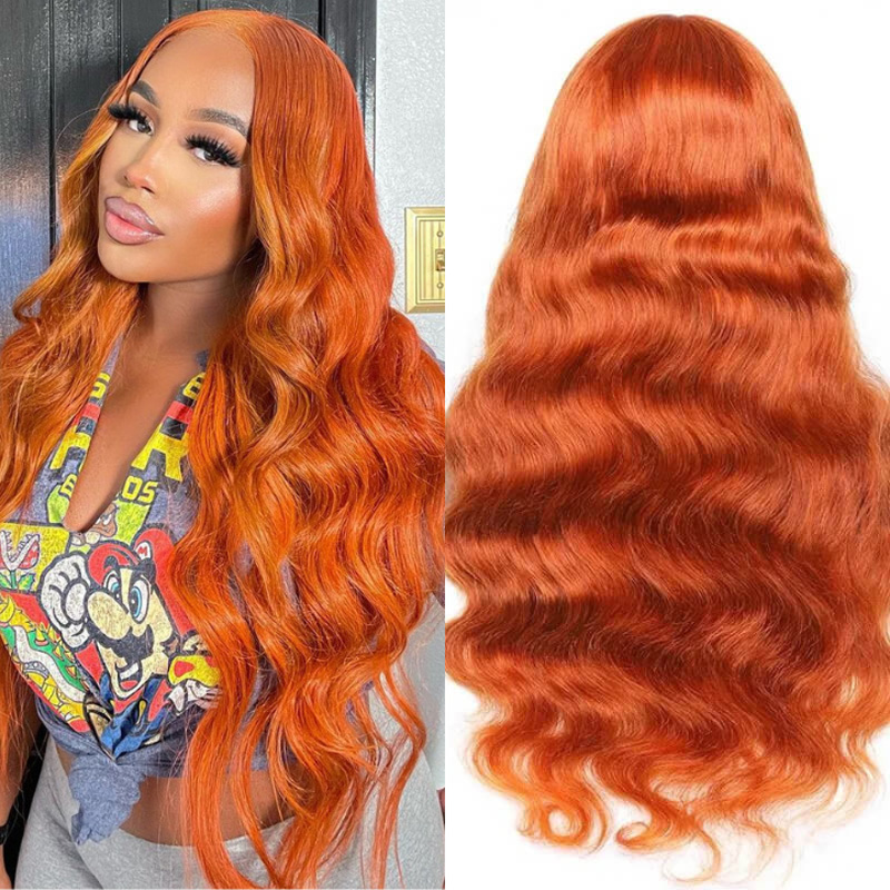 Orange Ginger Wig Body Wave 13x4 Lace Front Wigs Human Hair Glueless Wigs
