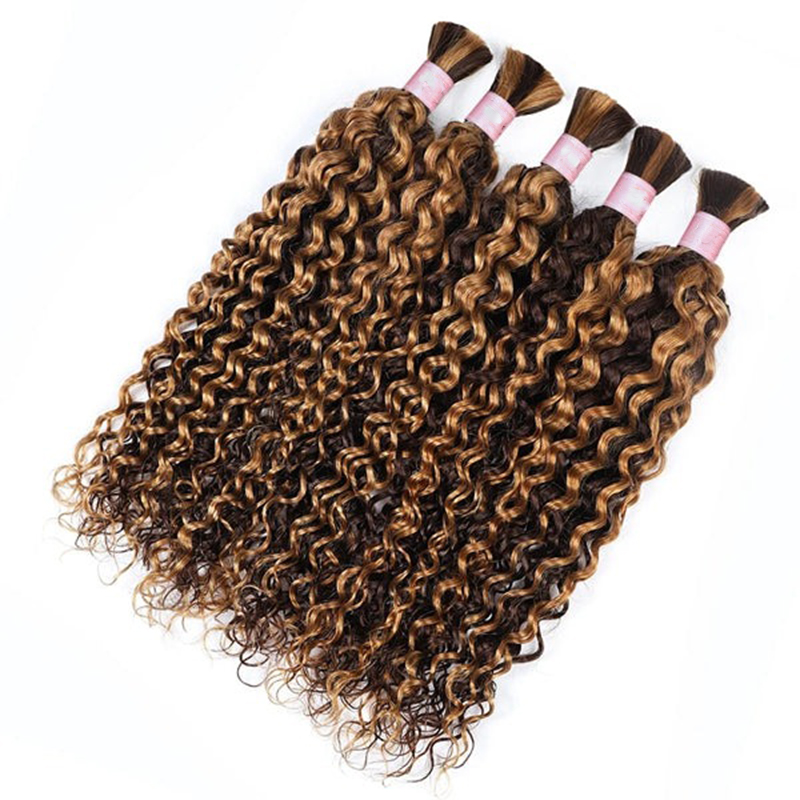 P4 #27 Braiding Hair Water Wave Bulk Human Hair for Braids Hair Extensions